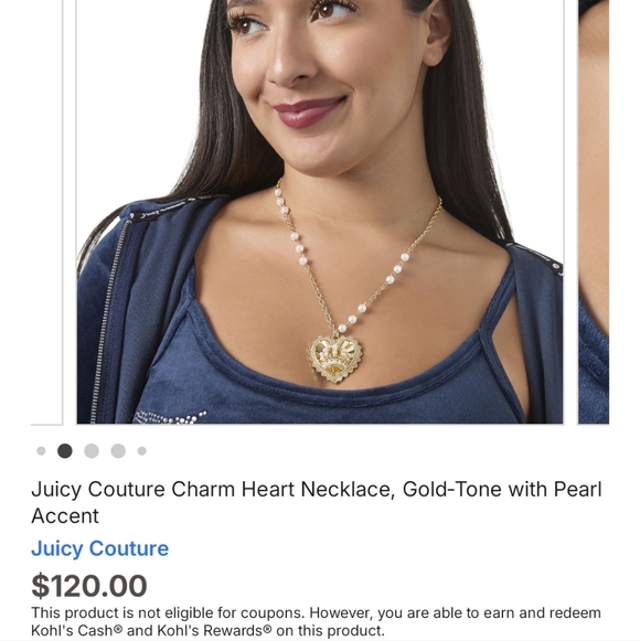 Juicy Couture Gold-Tone Heart Necklace with Pearl Accent